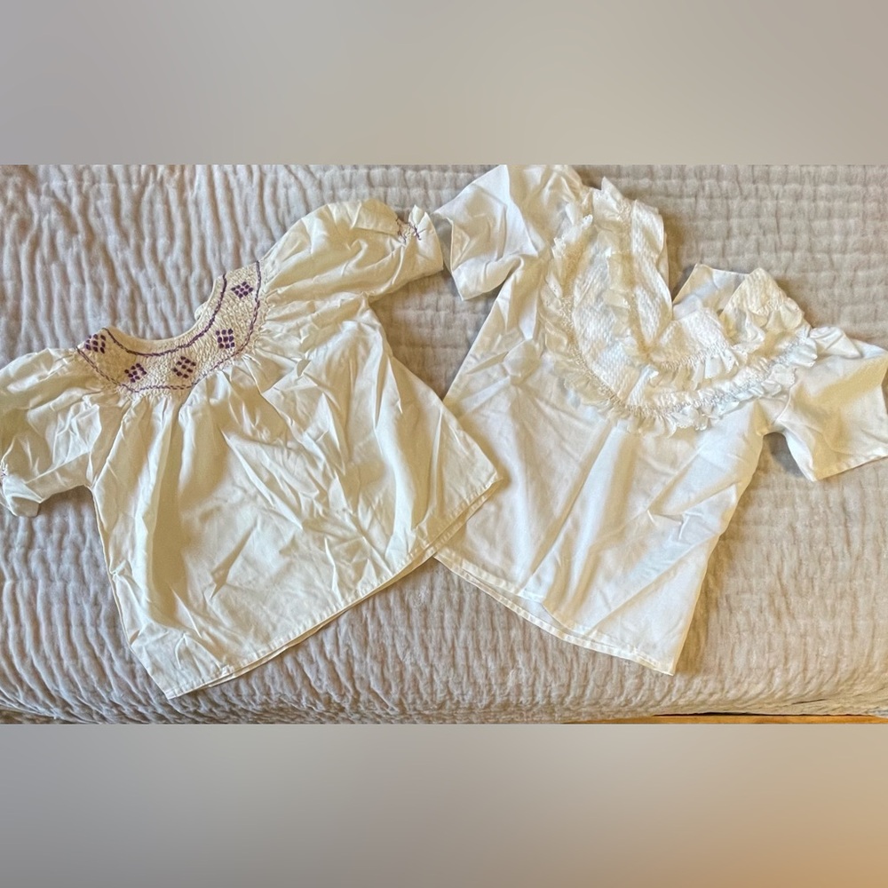 Lot 2 Girls Vintage Ruffled Smocked Tea Party Blouses Theater Costume Fairy Play